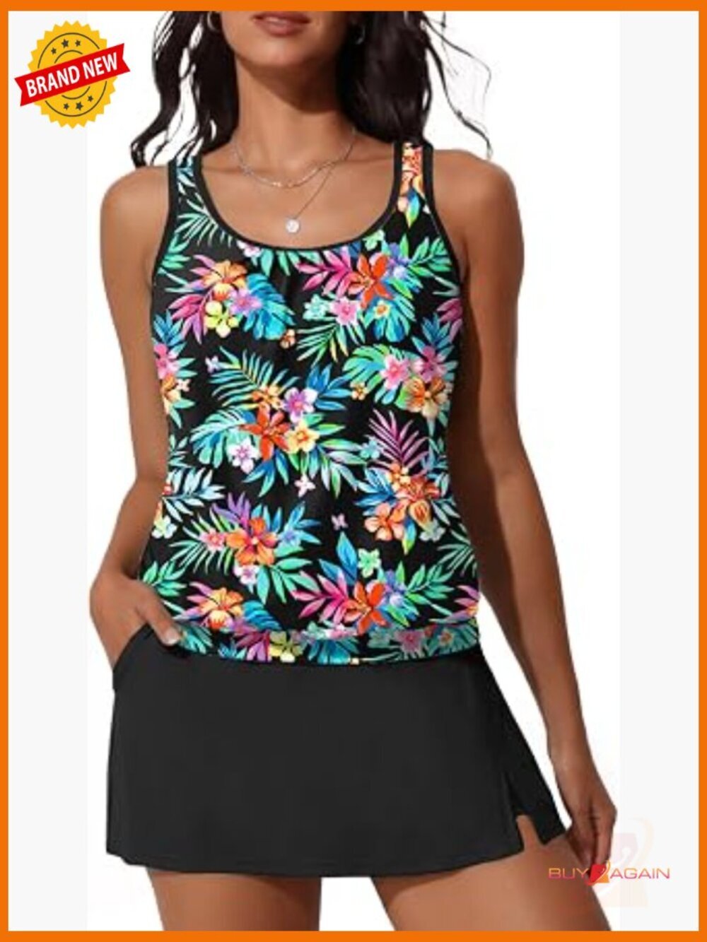 Tankini Swimsuit with Skirt Tummy Control Size 12
